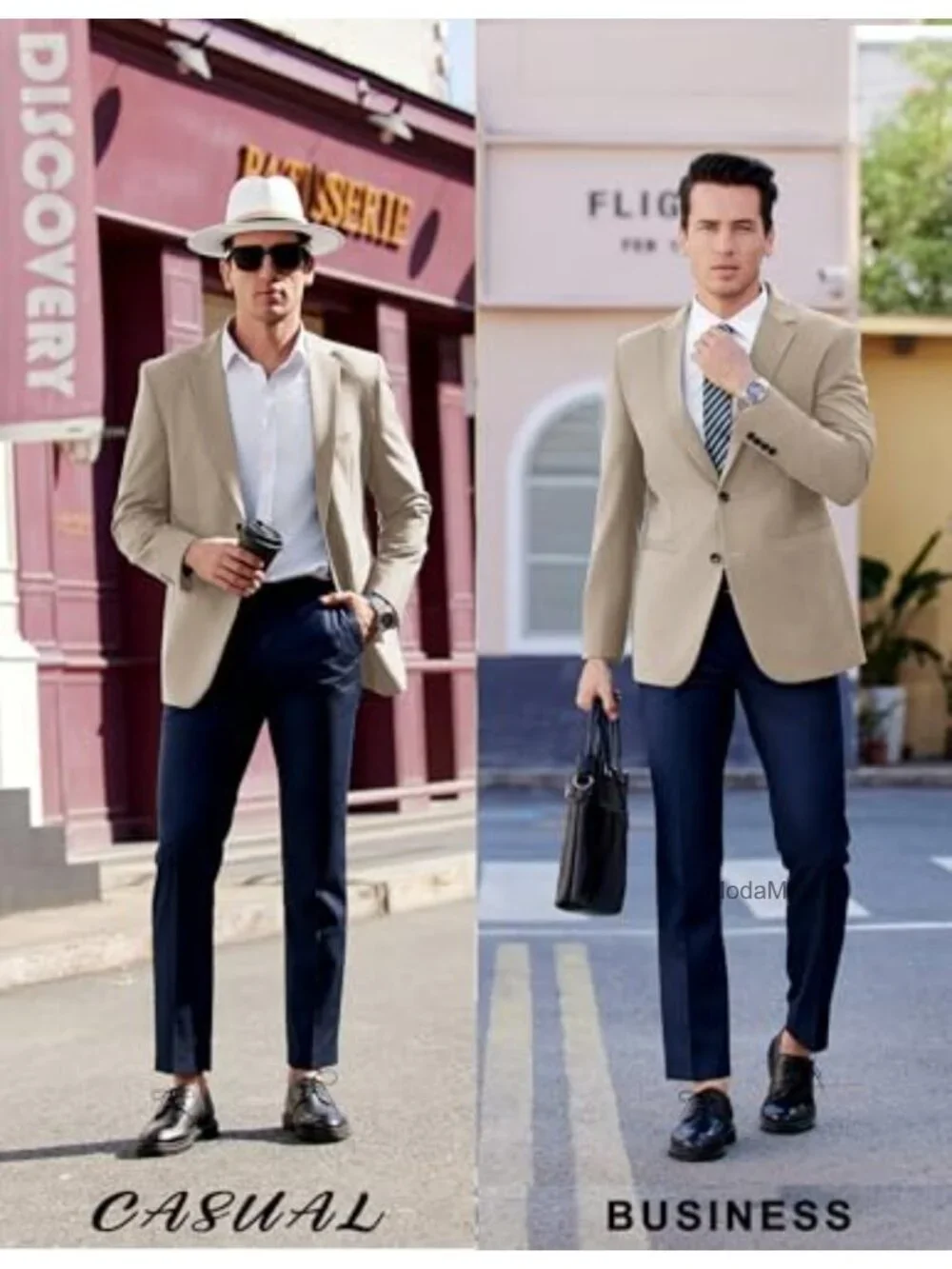 Mens Lightweight Polyester Sport Coat Blazer Two Button Business Casual